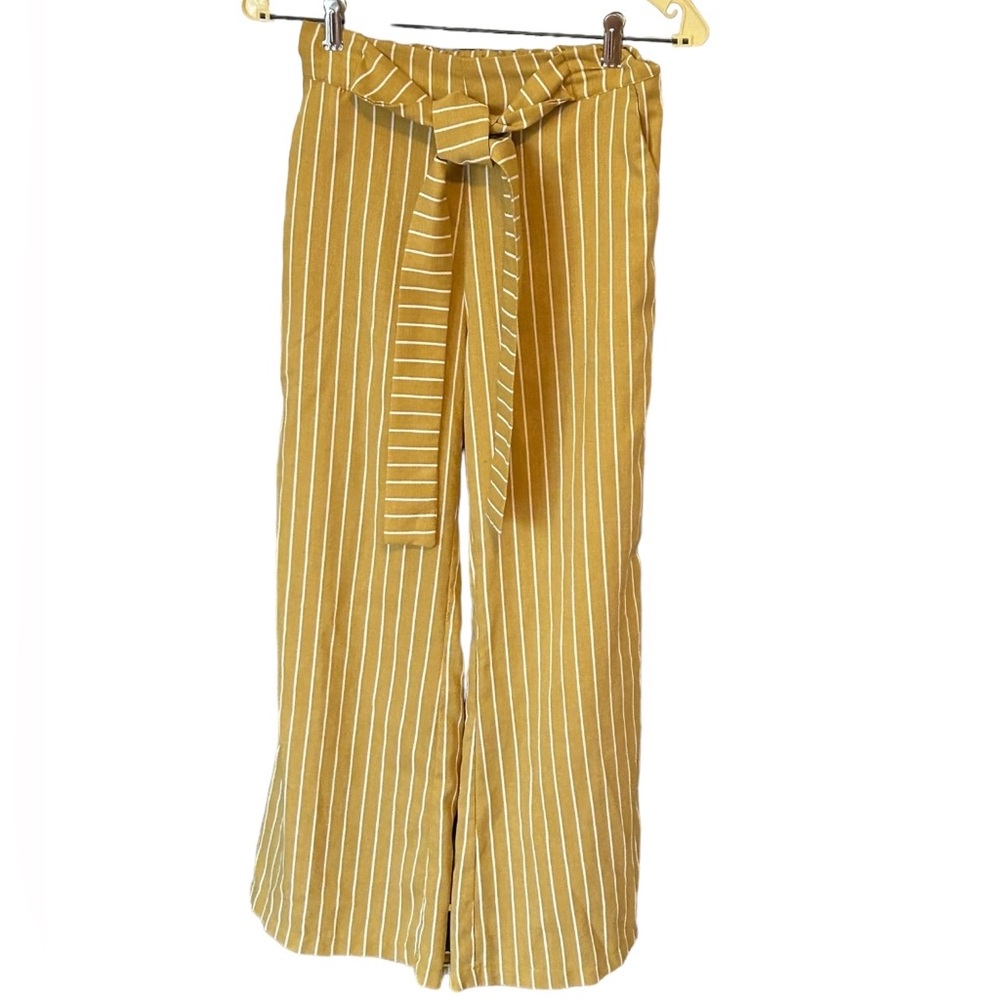 Mustard Striped Wide Leg Trousers